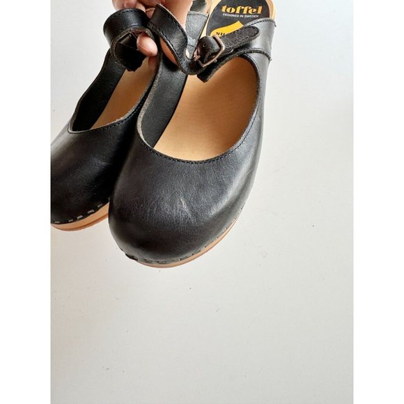 SWEDISH HASBEENS Black Leather Mary Jane Clog Sandals Mules Pumps, Size 37 - Picture 7 of 14